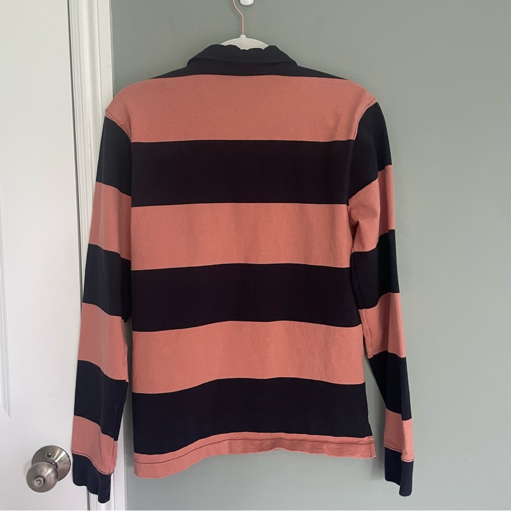 The North Face Rugby Shirt Mens SMALL Long Sleeve Polo Striped Heavy Duty Warm - Picture 7 of 15